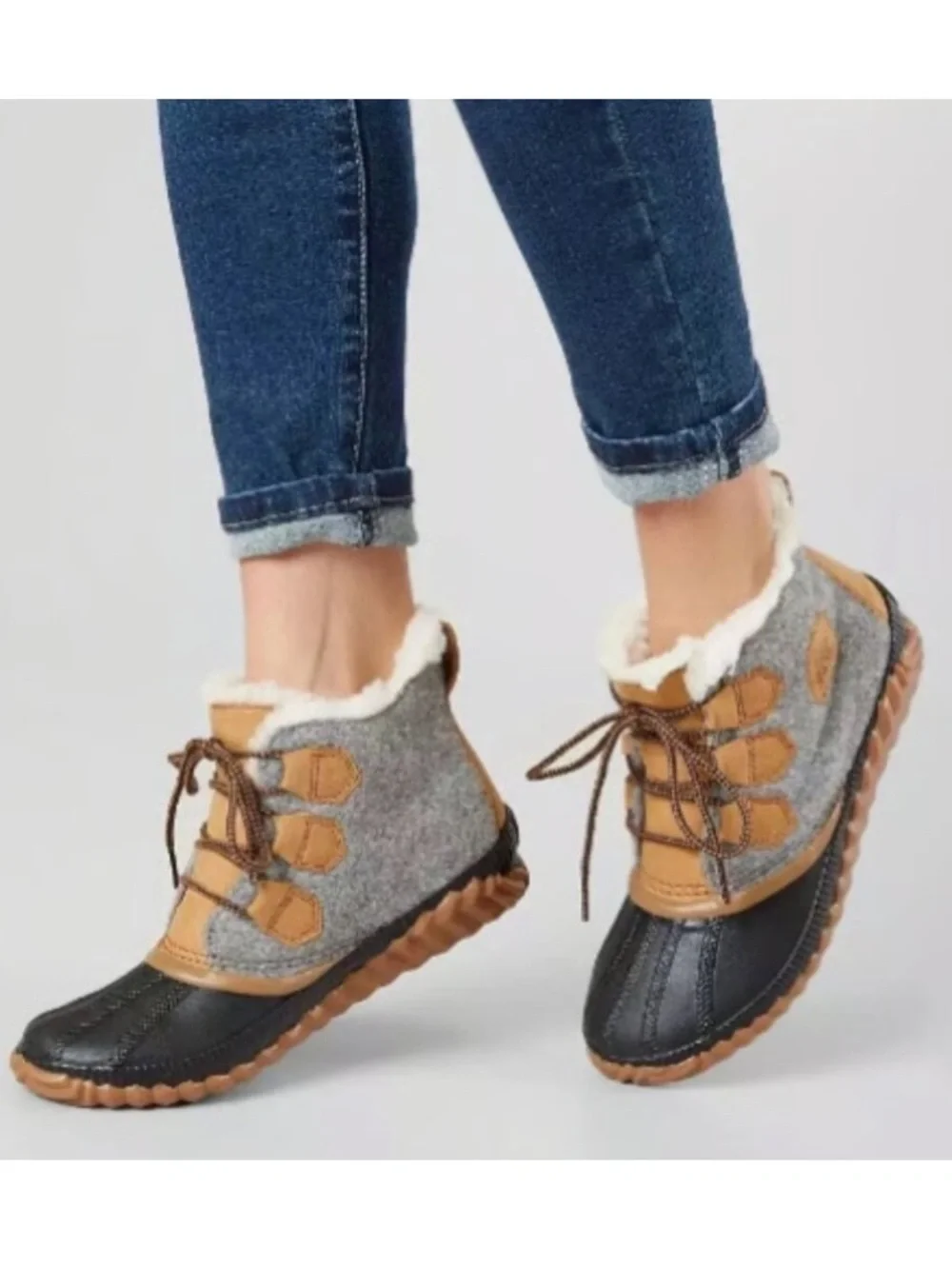 Sorel Out N About Rubber Duck Boots Winter Boots Grey Black Size 8.5